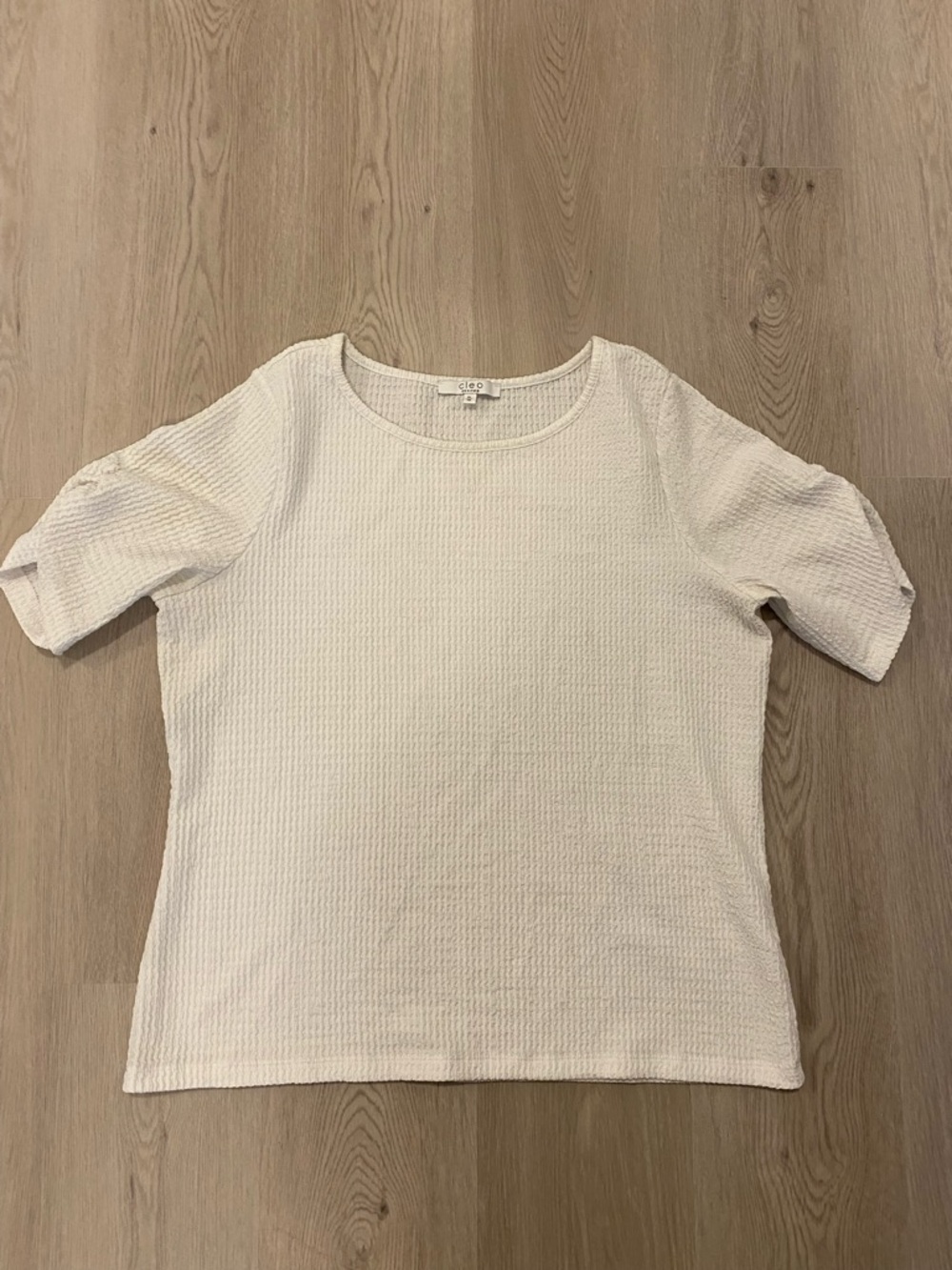 cleo Cream Textured Short Sleeve Top